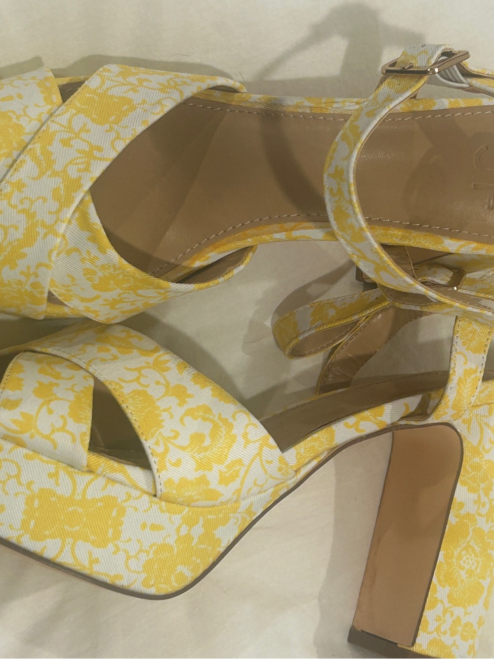 Yellow Floral Platform Heels